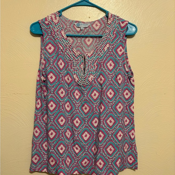Escapada Pink and Blue Blouse Vibrant Top - Picture 1 of 9